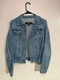 Gap Women's Stretch Blue Denim Jacket Medium Collared Pockets Button Long Sleeve